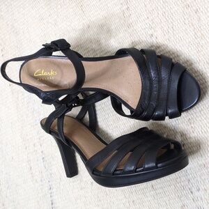 Clarks Artisan Black Strappy Heels